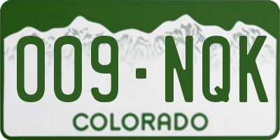 CO license plate 009NQK
