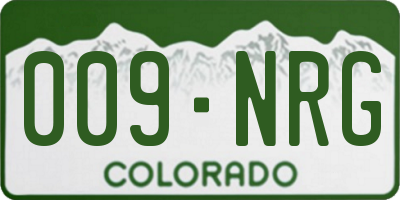 CO license plate 009NRG