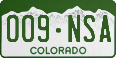 CO license plate 009NSA