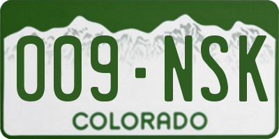 CO license plate 009NSK