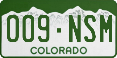 CO license plate 009NSM