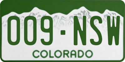 CO license plate 009NSW