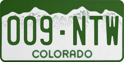 CO license plate 009NTW