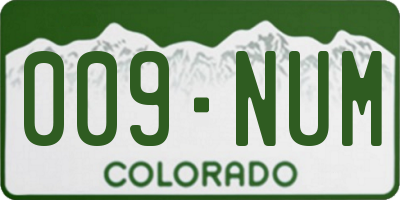 CO license plate 009NUM