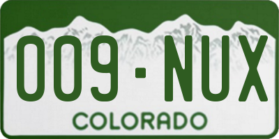 CO license plate 009NUX