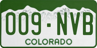 CO license plate 009NVB