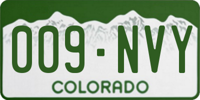 CO license plate 009NVY