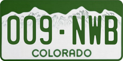 CO license plate 009NWB