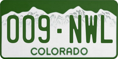 CO license plate 009NWL