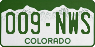 CO license plate 009NWS