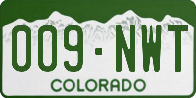 CO license plate 009NWT