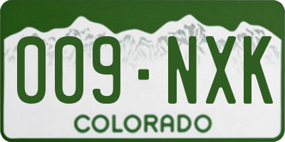 CO license plate 009NXK