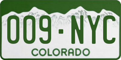 CO license plate 009NYC