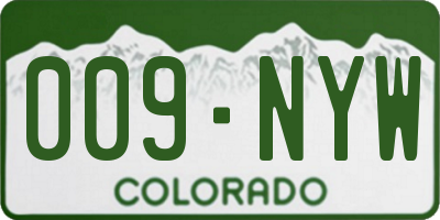 CO license plate 009NYW