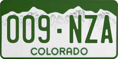 CO license plate 009NZA