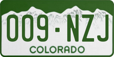 CO license plate 009NZJ