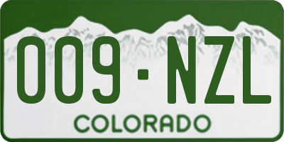 CO license plate 009NZL