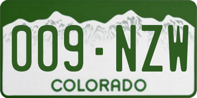 CO license plate 009NZW