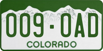 CO license plate 009OAD