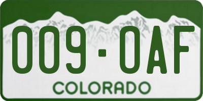 CO license plate 009OAF