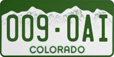 CO license plate 009OAI