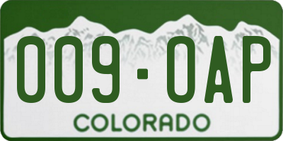 CO license plate 009OAP