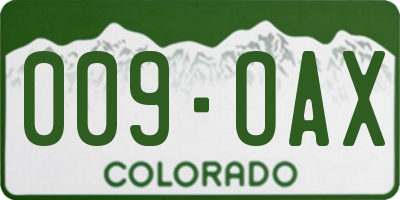 CO license plate 009OAX
