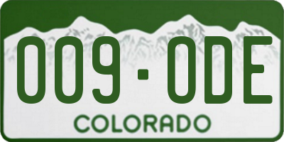 CO license plate 009ODE