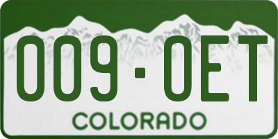 CO license plate 009OET