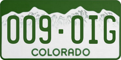 CO license plate 009OIG