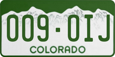 CO license plate 009OIJ