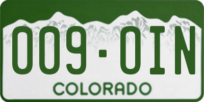 CO license plate 009OIN