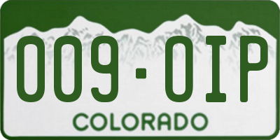 CO license plate 009OIP