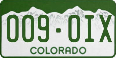 CO license plate 009OIX