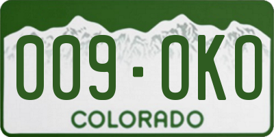 CO license plate 009OKO