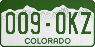 CO license plate 009OKZ