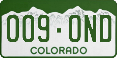 CO license plate 009OND