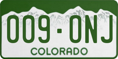 CO license plate 009ONJ