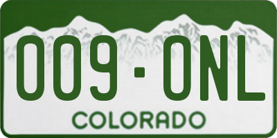 CO license plate 009ONL
