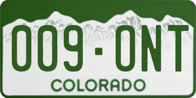 CO license plate 009ONT