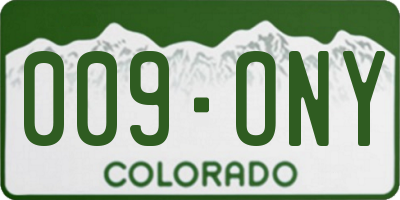 CO license plate 009ONY