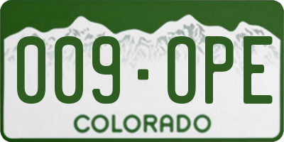 CO license plate 009OPE