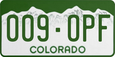 CO license plate 009OPF