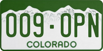 CO license plate 009OPN
