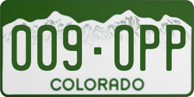 CO license plate 009OPP