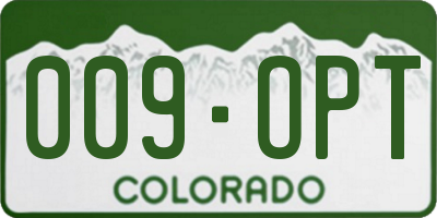CO license plate 009OPT