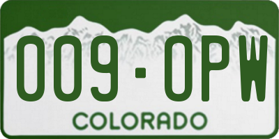 CO license plate 009OPW