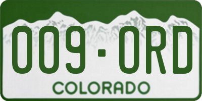 CO license plate 009ORD