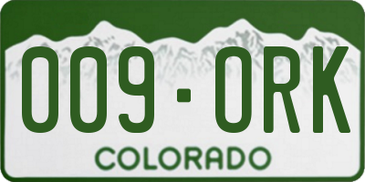 CO license plate 009ORK