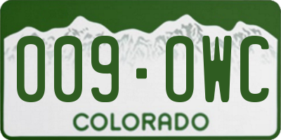 CO license plate 009OWC